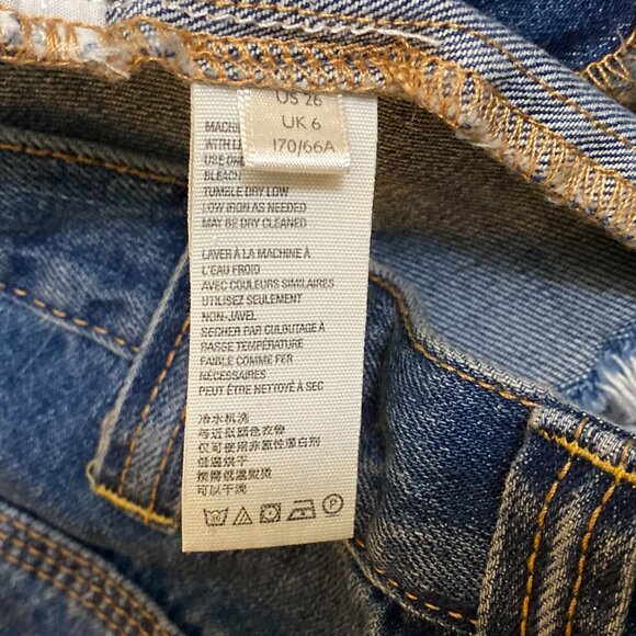 Free People We The Free Saratoga Blue Pleated Frayed Hem Distressed Denim Skirt - Picture 10 of 14